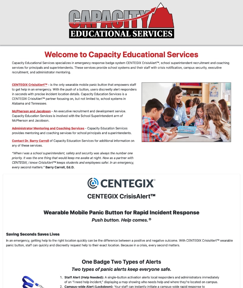 Capacity Educational Services Website Design by Empty Tomb Graphics.
