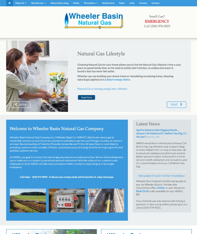 Wheeler Basin Natural Gas Company Website Design by Empty Tomb Graphics.